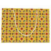 スカンジナビアのスタイルの幾何学的な花パターン ラージペーパーバッグ (裏面)