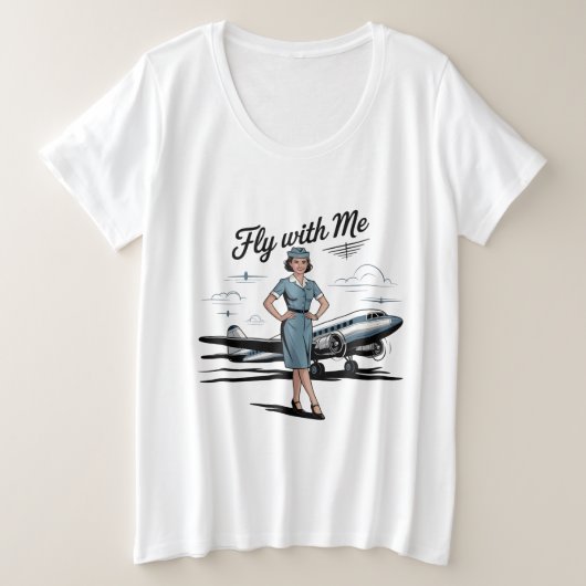 スカンジナビアのスチュワーデス 女性用プラスサイズTシャツ プラスサイズTシャツ (デザイン正面)