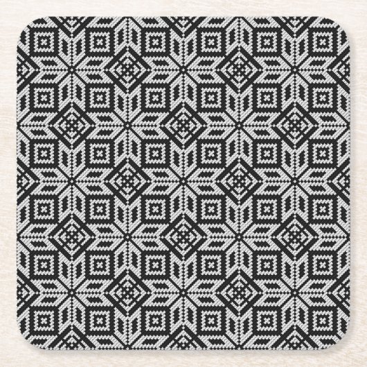 スカンジナビアのセルブローズクリスマスパターン スクエアペーパーコースター (正面)