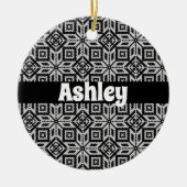 スカンジナビアのセルブローズクリスマスパターン セラミックオーナメント (正面)