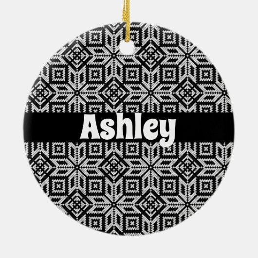 スカンジナビアのセルブローズクリスマスパターン セラミックオーナメント (裏面)