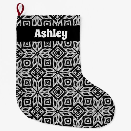 スカンジナビアのセルブローズクリスマスパターン ラージクリスマスストッキング (正面)