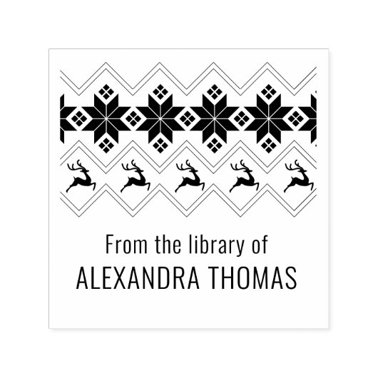 スカンジナビアのセーター柄「From the Library of」 セルフインキングスタンプ (デザイン)