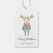 スカンジナビアのトナカイがセーターのギフトを着るラベル ギフトタグ (正面)