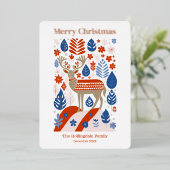 スカンジナビアのトナカイのメリークリスマスバラ金ゴールド 箔シーズンカード (立ち正面)