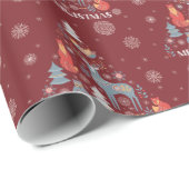 スカンジナビアのトナカイの木のフローラ動物のスノーフレーク ラッピングペーパー (ロールコーナー)