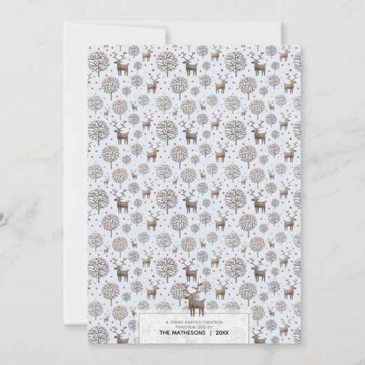 スカンジナビアのトナカイの水の色クリスマスパーティー 招待状 (裏面)