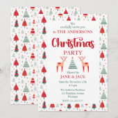 スカンジナビアのトナカイの祭りツリーのクリスマスパーティー 招待状 (正面/裏面)