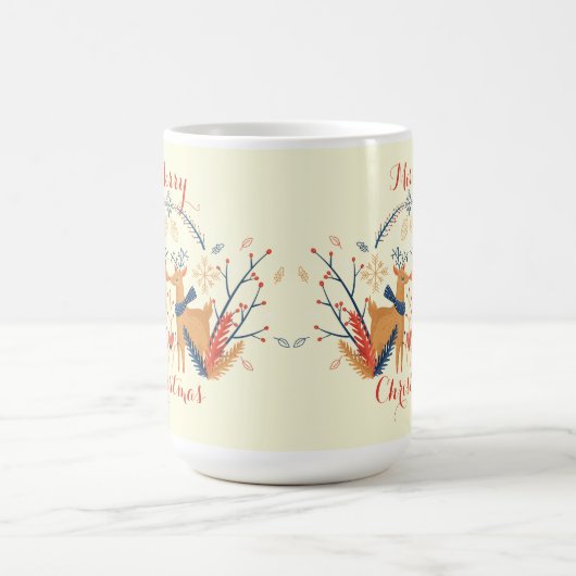 スカンジナビアのトナカイ北欧クリスマスデザイン コーヒーマグカップ (中央)