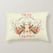 スカンジナビアのトナカイ 北欧スタイルのクリスマスアート アクセントクッション (正面)
