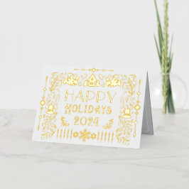 スカンジナビアのハッピーホリデーズイヤーホワイト 箔シーズンカード