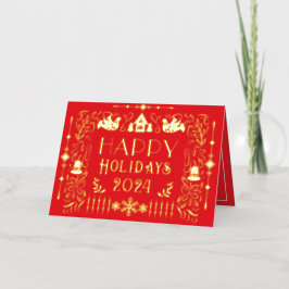 スカンジナビアのハッピーホリデーズイヤー赤 箔シーズンカード