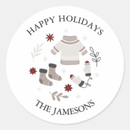 スカンジナビアのハッピーホリデーズギフトラベルステッカー ラウンドシール