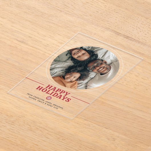 スカンジナビアのハッピーホリデーパーソナライズされたカード アクリル招待状 (レイダウン)