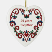 スカンジナビアのハート一緒の25年 セラミックオーナメント (右)