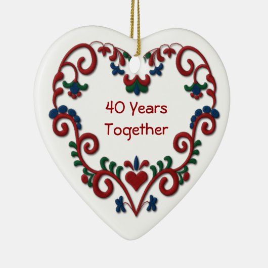 スカンジナビアのハート一緒の40年 セラミックオーナメント (右)