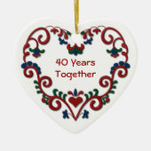スカンジナビアのハート一緒の40年 セラミックオーナメント (正面)