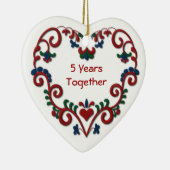 スカンジナビアのハート一緒の5年 セラミックオーナメント (右)
