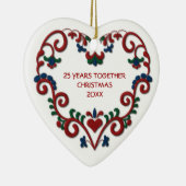 スカンジナビアのハート写真一緒の25年の セラミックオーナメント (右)