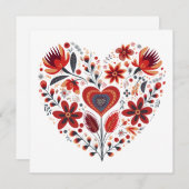 スカンジナビアのハート型バレンタイン シーズンカード (正面/裏面)