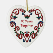 スカンジナビアのハート記念日一緒の10年の セラミックオーナメント (右)