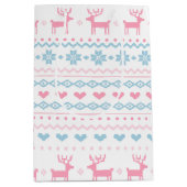 スカンジナビアのピンク&ブルースキーセーターの模様 ミディアムペーパーバッグ (正面)