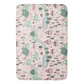 スカンジナビアのファームタウンパターンピンク バスマット (正面縦)