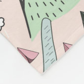 スカンジナビアのファームタウンパターンピンク フリースブランケット (角)