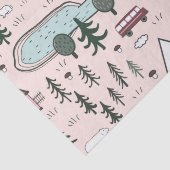 スカンジナビアのファームタウンパターンピンク 薄葉紙 (詳細)