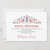 スカンジナビアのフォークアートのトナカイの写真を使ったクリスマスカード シーズンカード (正面)