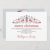 スカンジナビアのフォークアートのトナカイの写真を使ったクリスマスカード シーズンカード (正面/裏面)