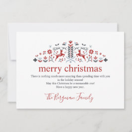 スカンジナビアのフォークアートのトナカイの写真を使ったクリスマスカード シーズンカード