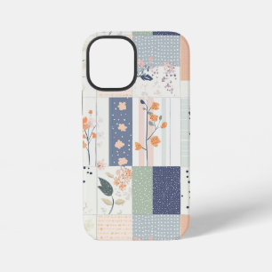 スカンジナビアのフローラルパッチワーク ブルーピンク系 iPhone 12 MINIケース
