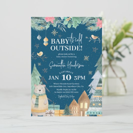スカンジナビアのベビー外は寒い'赤ちゃんシャワー 招待状 (スタンド正面)