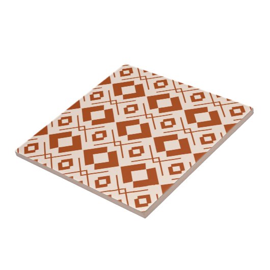 スカンジナビアのベージュと焼けたオレンジ色の幾何学的 タイル (側面)