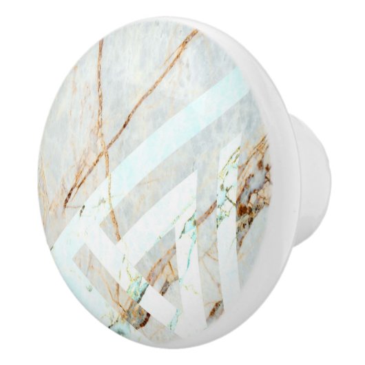 スカンジナビアのミニマリスト幾何学模様ベージュ大理石 セラミックノブ (右)