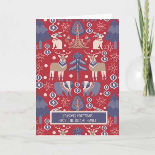 スカンジナビアのメリークリスマスウッドランドディアー カード (正面)