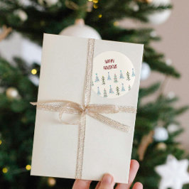 スカンジナビアのメリークリスマスツリー ラウンドシール