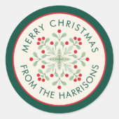 スカンジナビアのメリークリスマスリース名 ラウンドシール (正面)
