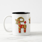 スカンジナビアのユール(キリスト降誕祭)のヤギ ツートーンマグカップ (左)