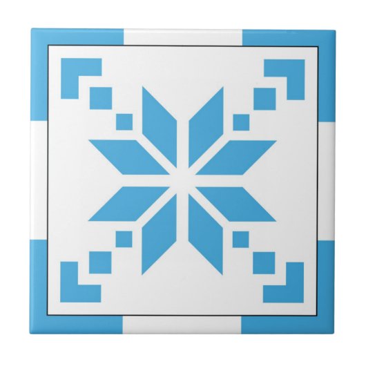 スカンジナビアのライトブルー幾何学模様タイル タイル (正面)
