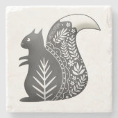 スカンジナビアのリスの芸術の灰色 ストーンコースター (正面)