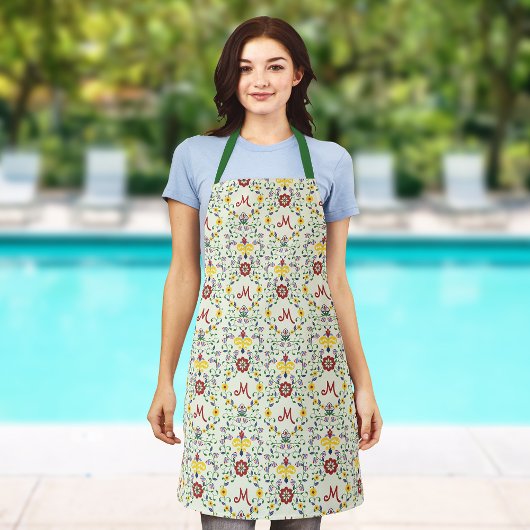 スカンジナビアのローズマリングモノグラムパターン北欧 エプロン