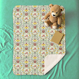 スカンジナビアのローズマリングモノグラムパターン北欧 シェルパブランケット