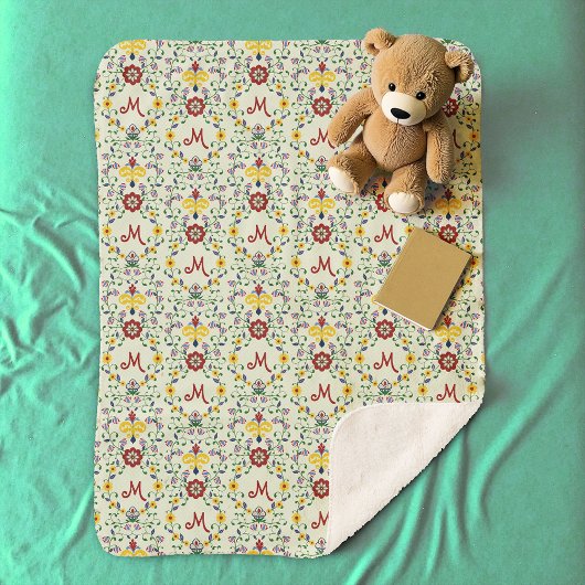 スカンジナビアのローズマリングモノグラムパターン北欧 シェルパブランケット