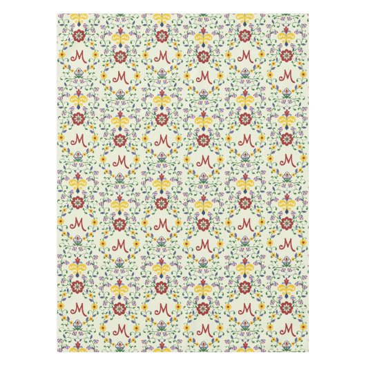 スカンジナビアのローズマリングモノグラムパターン北欧 テーブルクロス (正面)