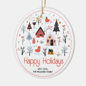 スカンジナビアの冬の景色クリスマスの休日 セラミックオーナメント (左)