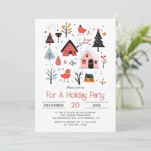 スカンジナビアの冬の景色クリスマスの休日 招待状 (スタンド正面)