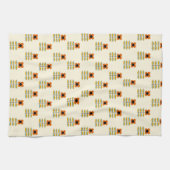 スカンジナビアの刺激を受けたなオレンジ花パターン キッチンタオル (横)