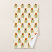 スカンジナビアの刺激を受けたなオレンジ花パターン バスタオルセット (ハンドタオル)